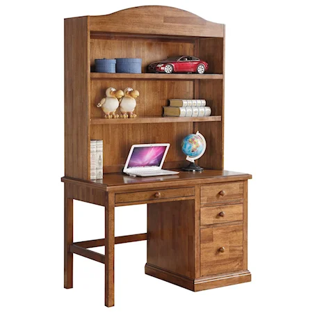 Transitional Desk and Hutch with Top-Felt Lined Drawer